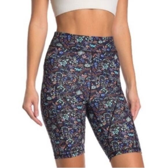 Free People Movement Lose Your Marbles Floral Paisley High Rise Bike Shorts - Picture 1 of 13